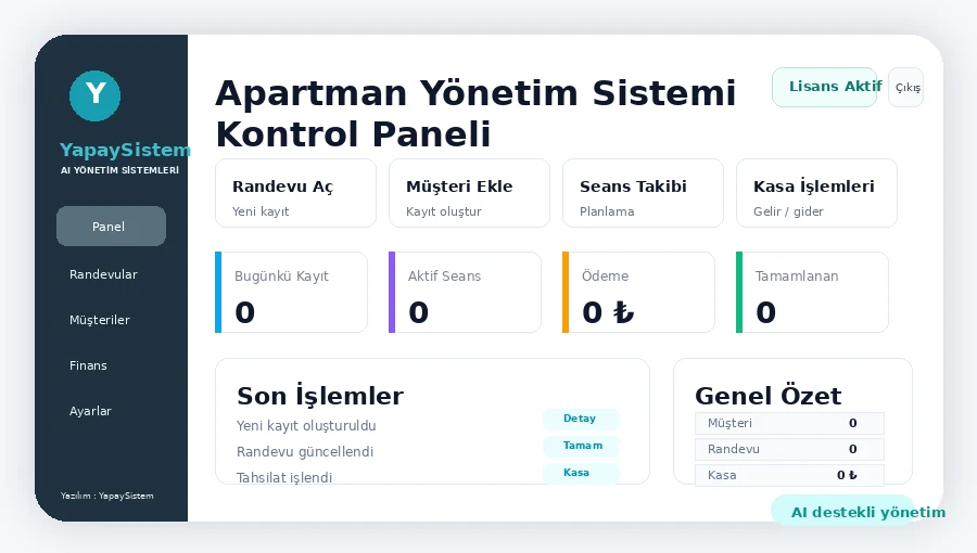 Apartman Yönetim Sistemi Kontrol Paneli