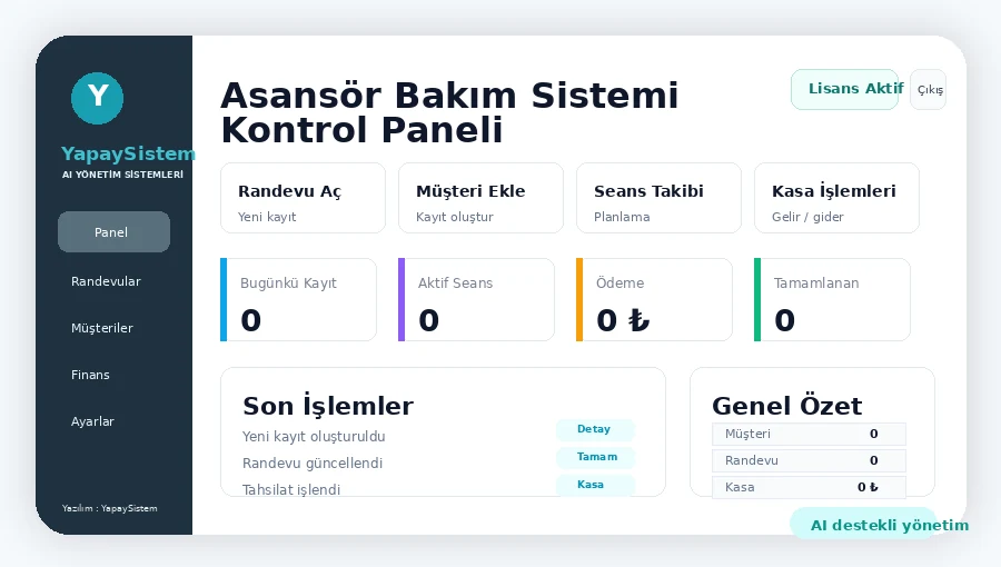 Asansör Bakım Sistemi Kontrol Paneli