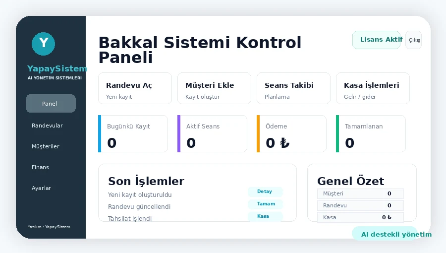 Bakkal Sistemi Kontrol Paneli