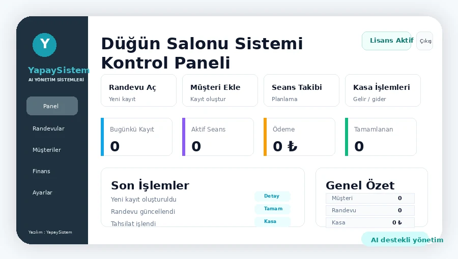 Düğün Salonu Sistemi Kontrol Paneli