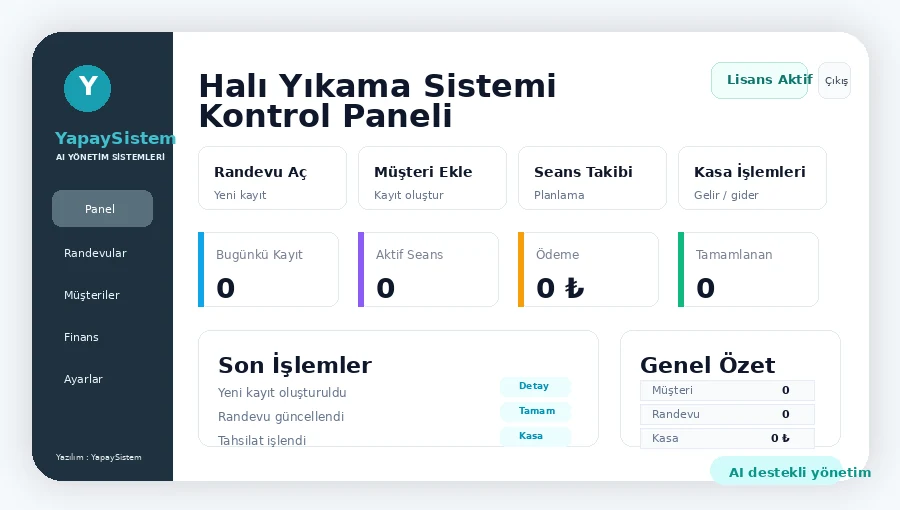Halı Yıkama Sistemi Kontrol Paneli