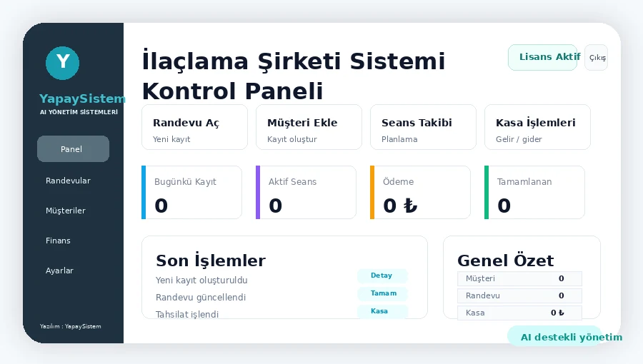 İlaçlama Şirketi Sistemi Kontrol Paneli