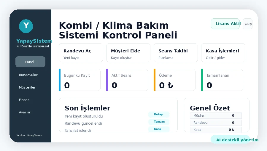 Kombi / Klima Bakım Sistemi Kontrol Paneli
