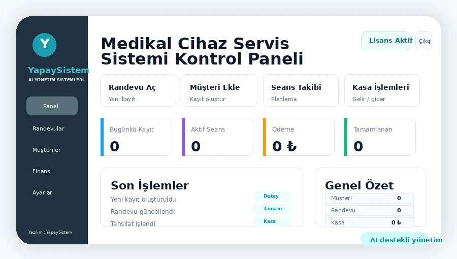 Medikal Cihaz Servis Sistemi Kontrol Paneli