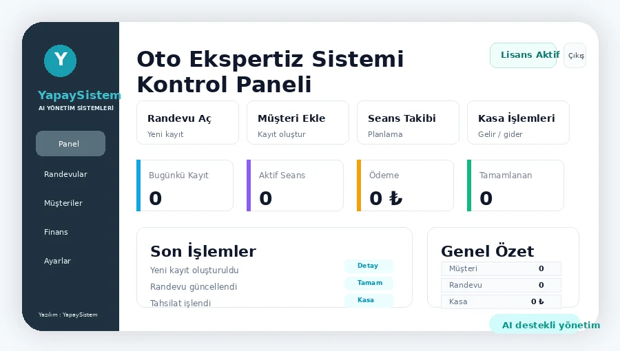 Oto Ekspertiz Sistemi Kontrol Paneli