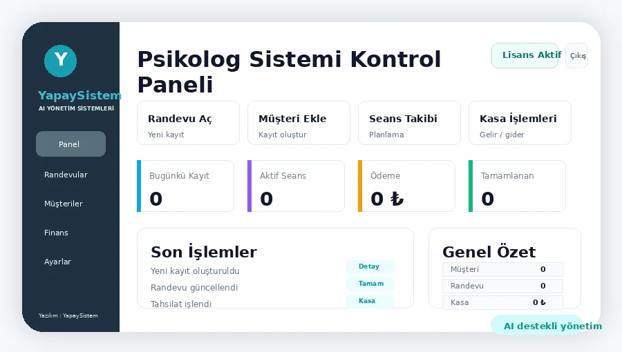 Psikolog Sistemi Kontrol Paneli