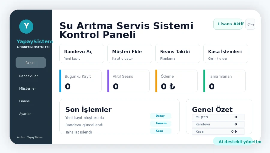 Su Arıtma Servis Sistemi Kontrol Paneli