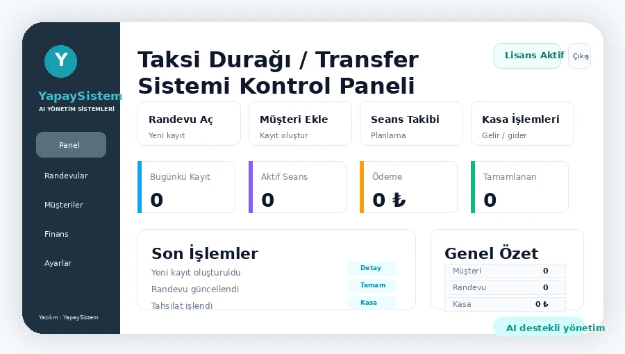 Taksi Durağı / Transfer Sistemi Kontrol Paneli